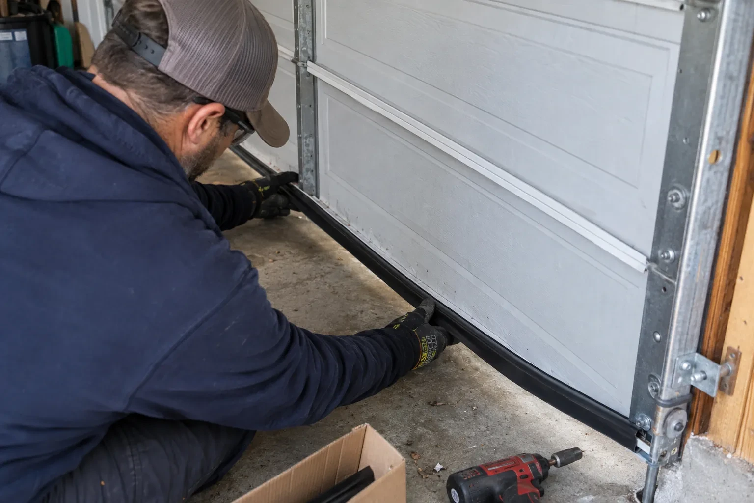 Illustrative garage doors scene; not an actual job